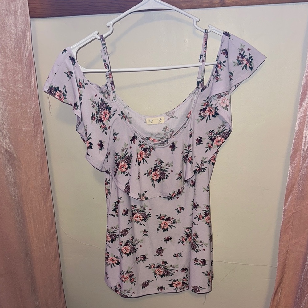 Ultra Flirt Pink Asymmetrical Ruffled Blouse